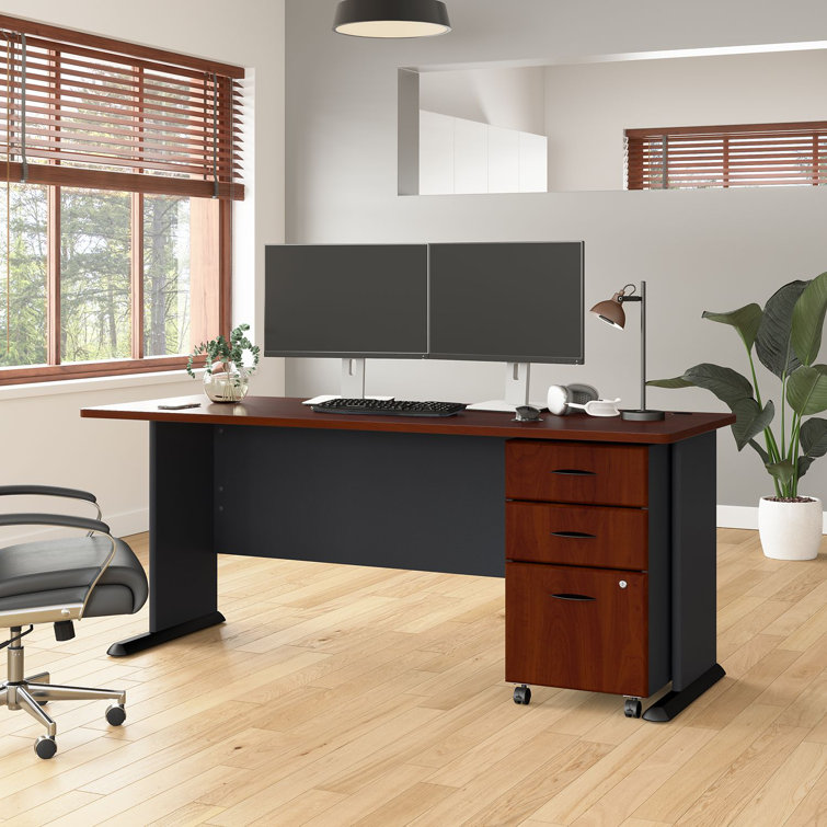 Hansen Cherry Contemporary 72" Executive Desk with Wire Management