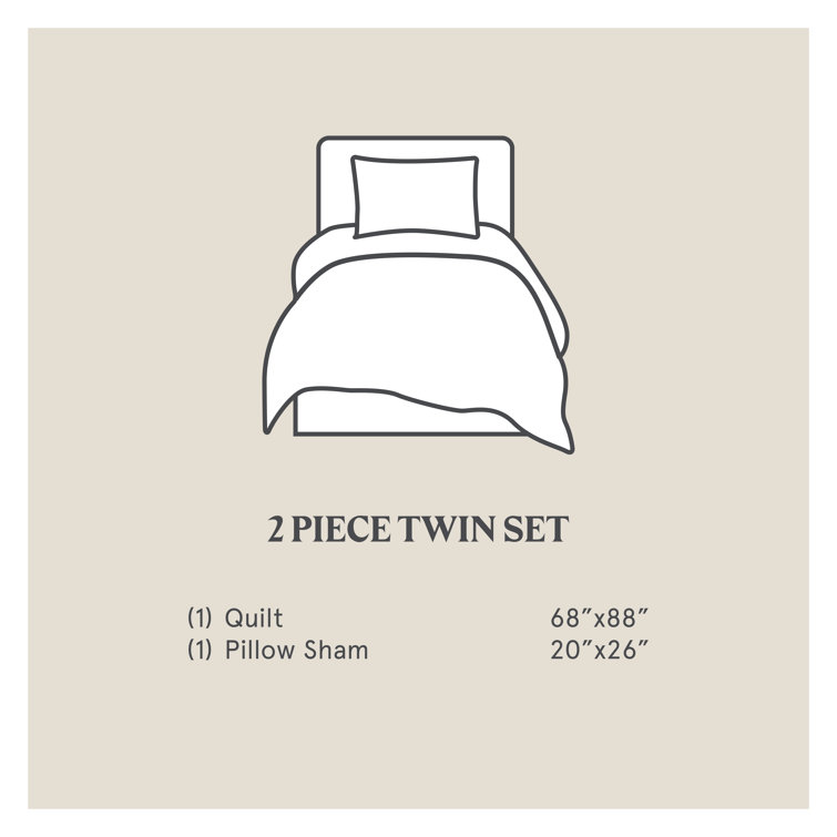 Indigo Blue Cotton Twin Reversible Quilt Set