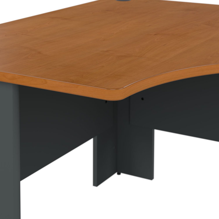 Natural Cherry & Slate Contemporary Corner Desk with Cable Management