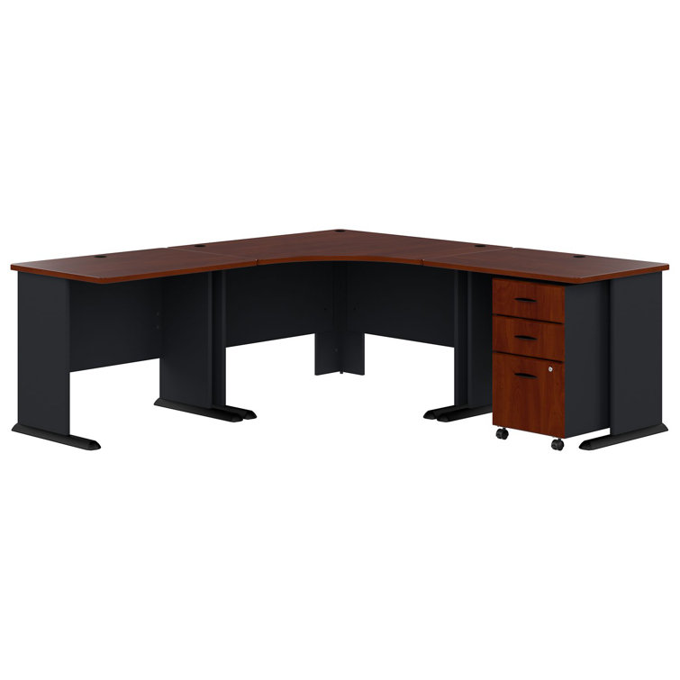 Hansen Cherry L-Shape Executive Desk with Mobile File Cabinet