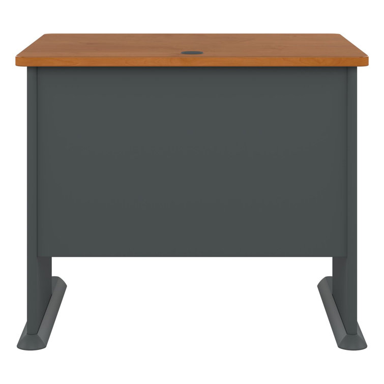 Cherry Slate Executive Desk with Cable Management and Filing Cabinet