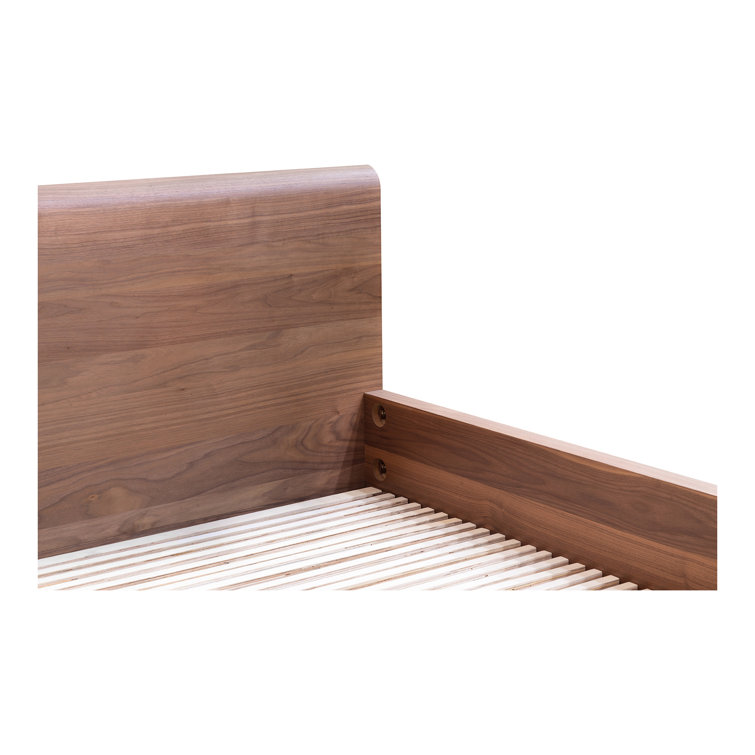 Natural Walnut Queen Bed with Softly Rounded Corners and Slats
