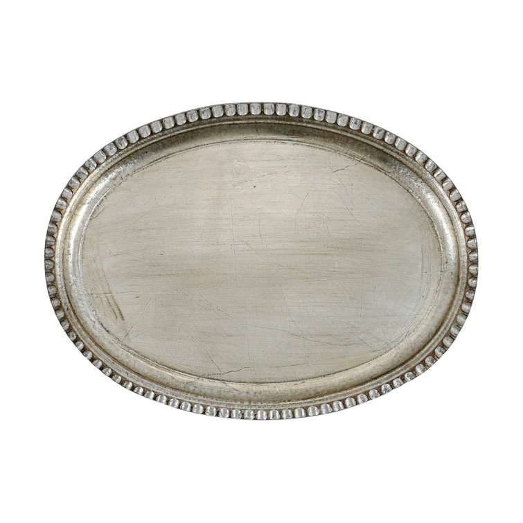 Florentine Platinum Leaf Handcrafted Small Oval Tray