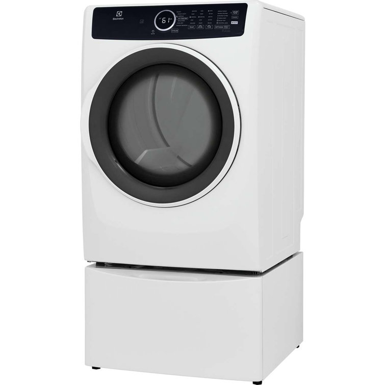 White Energy Star Front Load Electric Dryer with Steam and Moisture Sensing
