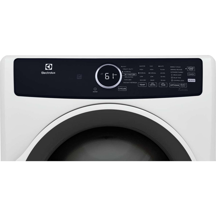 White Energy Star Front Load Electric Dryer with Steam and Moisture Sensing