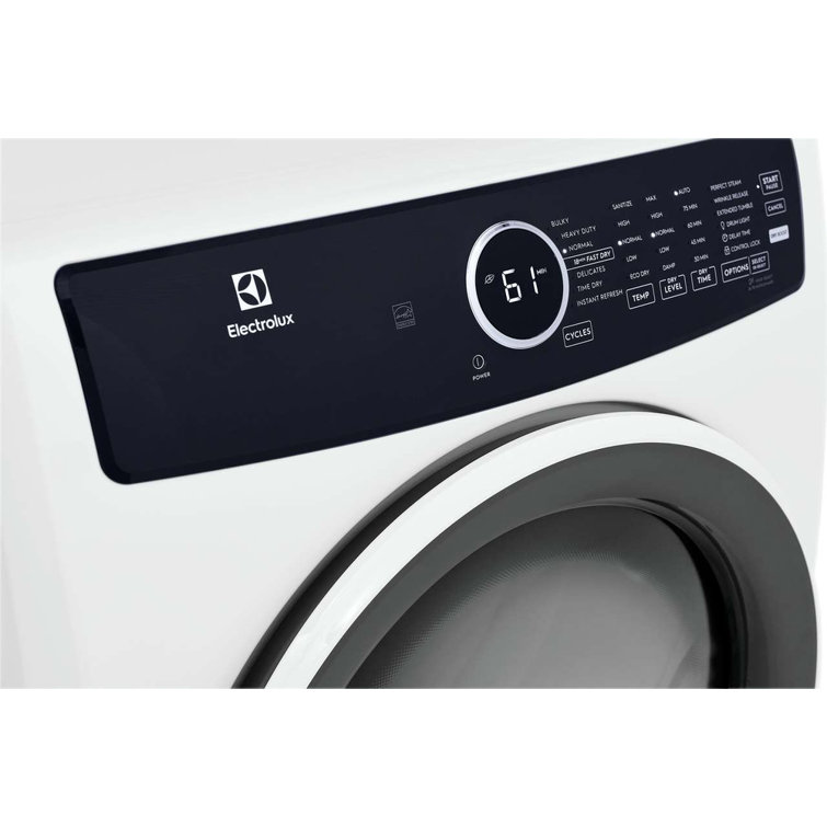 White Energy Star Front Load Electric Dryer with Steam and Moisture Sensing