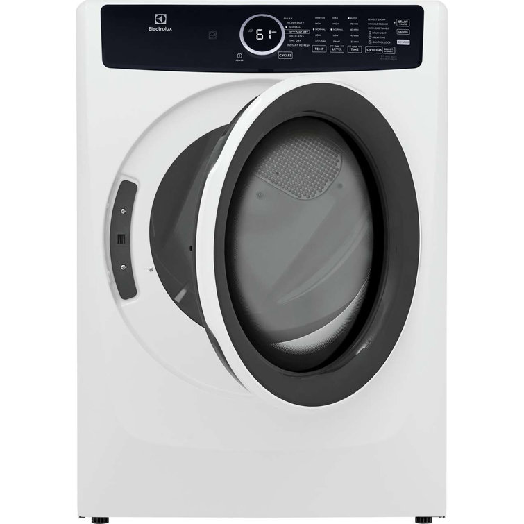 White Energy Star Front Load Electric Dryer with Steam and Moisture Sensing
