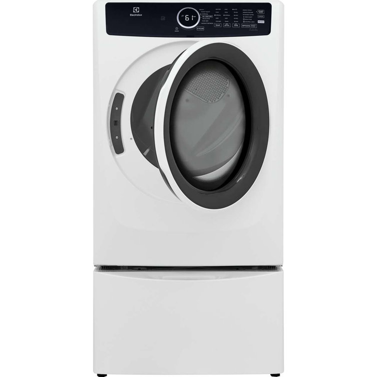 White Energy Star Front Load Electric Dryer with Steam and Moisture Sensing