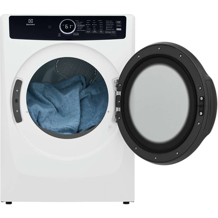 White Energy Star Front Load Electric Dryer with Steam and Moisture Sensing