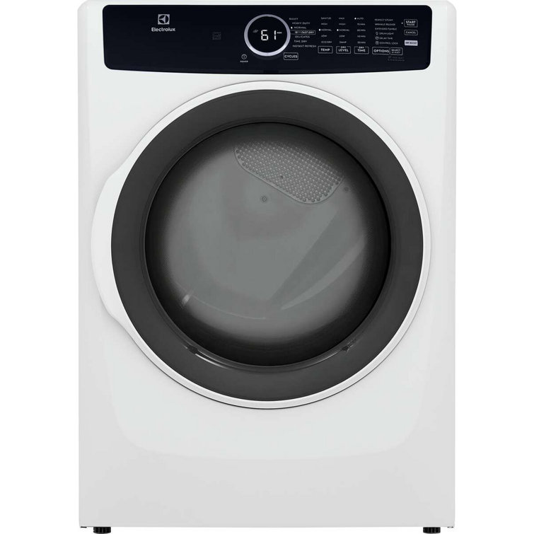 White Energy Star Front Load Electric Dryer with Steam and Moisture Sensing