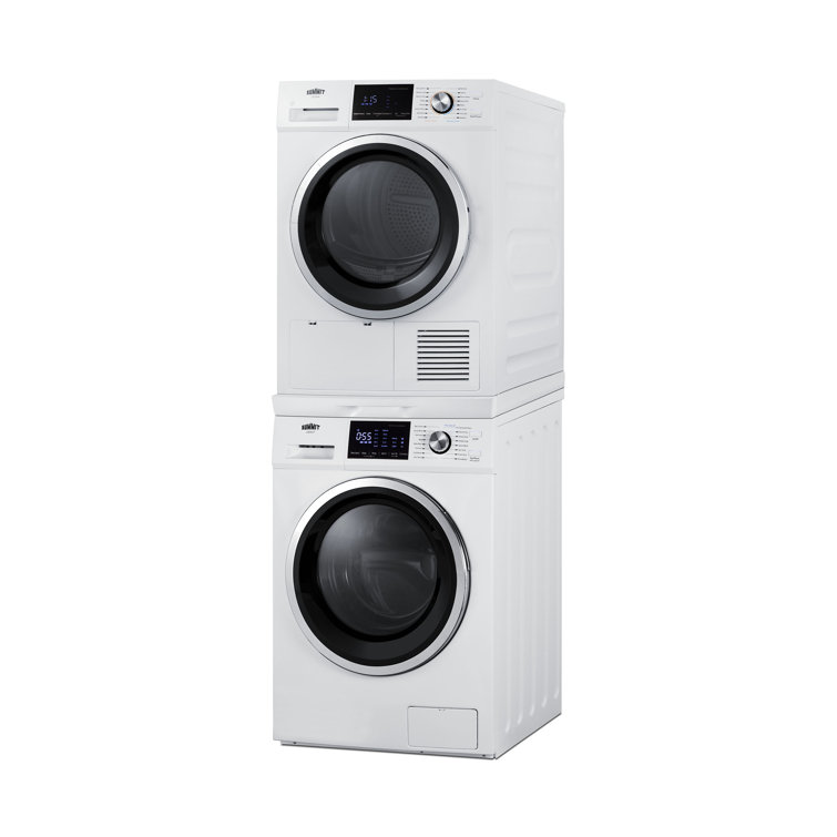 Compact White Electric Stacking Washer and Dryer Set