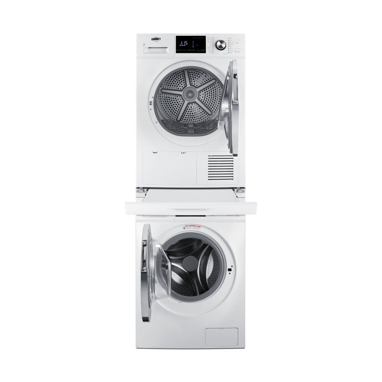 Compact White Electric Stacking Washer and Dryer Set