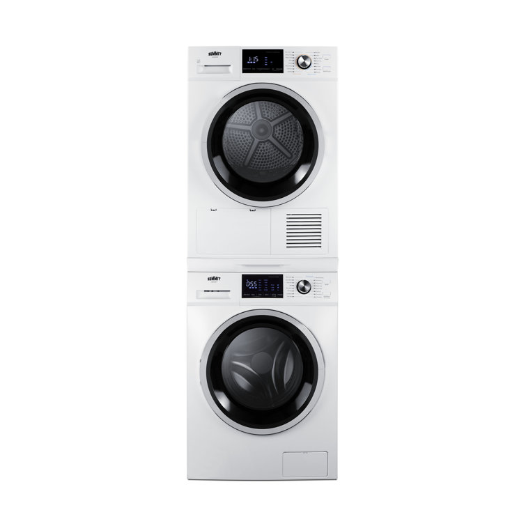 Compact White Electric Stacking Washer and Dryer Set