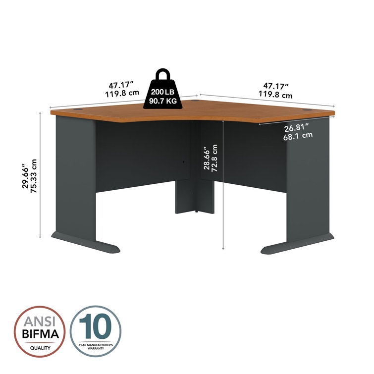 Natural Cherry & Slate Contemporary Corner Desk with Cable Management
