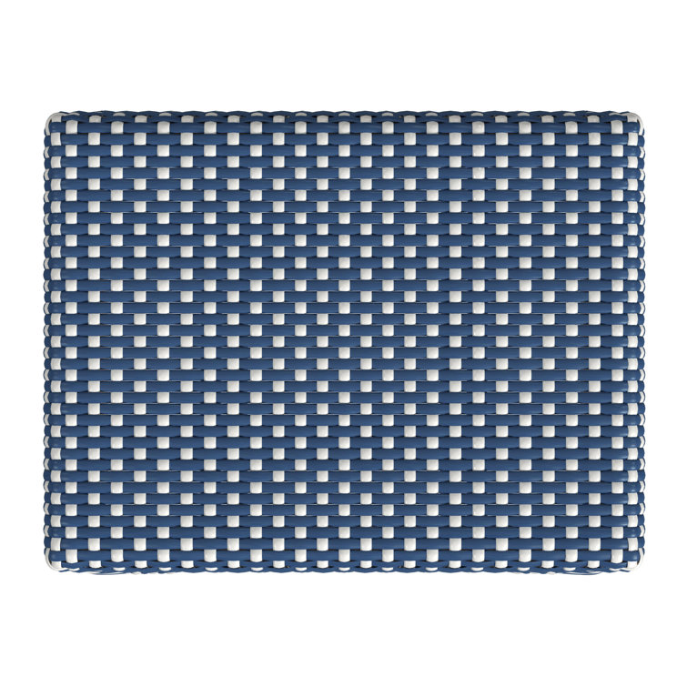 Skye Blue & White Dot 30" Backless Rattan Bar Stool