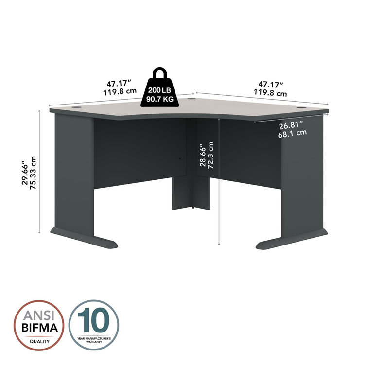 Slate & White Spectrum 48" Corner Office Desk with Drawer