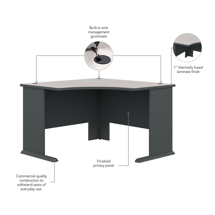 Slate & White Spectrum 48" Corner Office Desk with Drawer