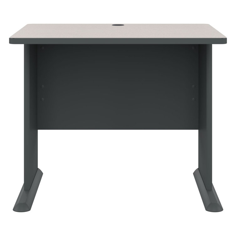 Slate and White Compact Office Desk with Drawer and Filing Cabinet