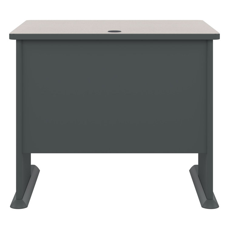 Slate and White Compact Office Desk with Drawer and Filing Cabinet