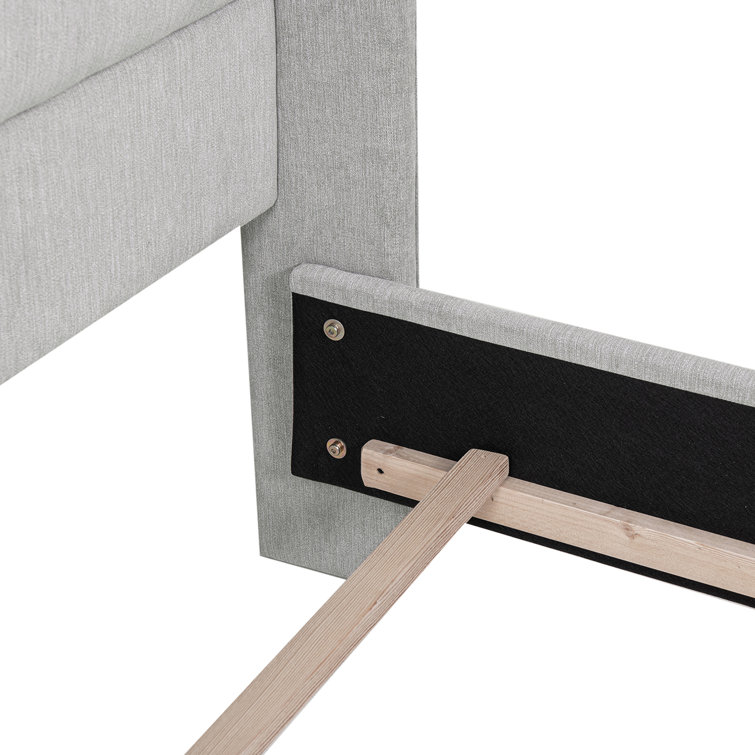 Carmen King Silver Grey Upholstered Pine Bed Frame