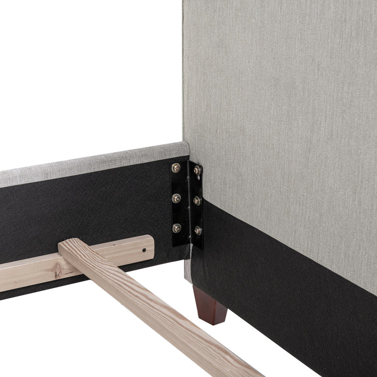 Carmen King Silver Grey Upholstered Pine Bed Frame