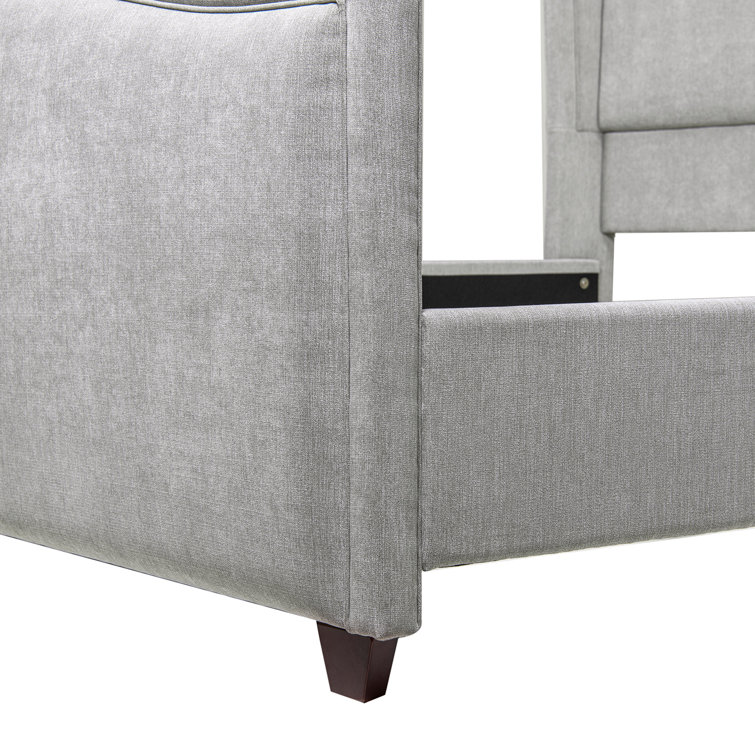 Carmen King Silver Grey Upholstered Pine Bed Frame