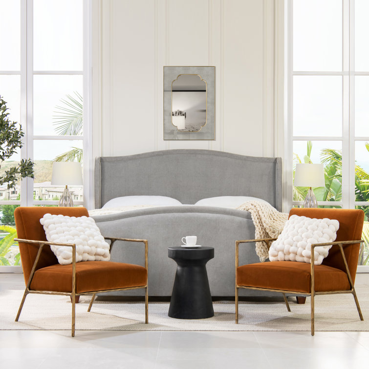 Carmen King Silver Grey Upholstered Pine Bed Frame