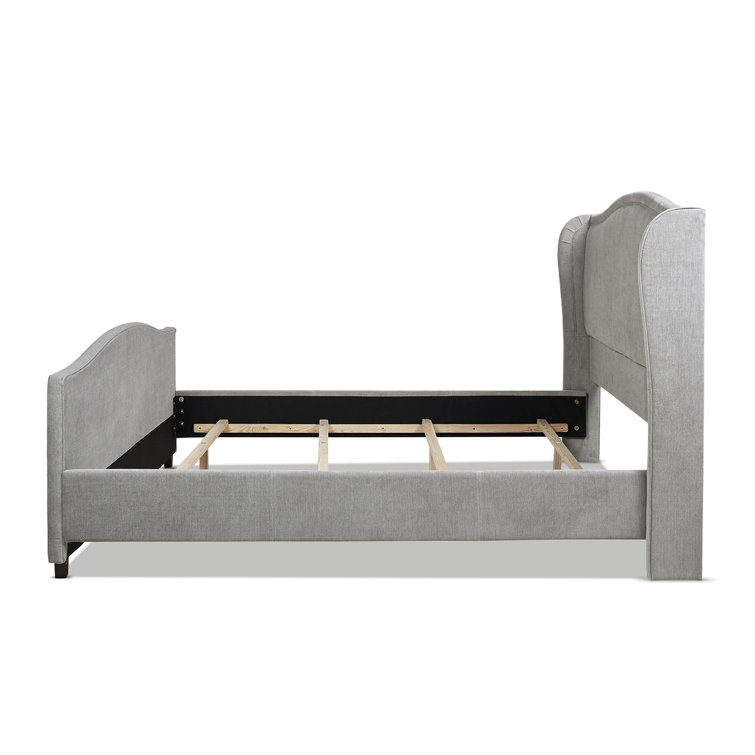Carmen King Silver Grey Upholstered Pine Bed Frame