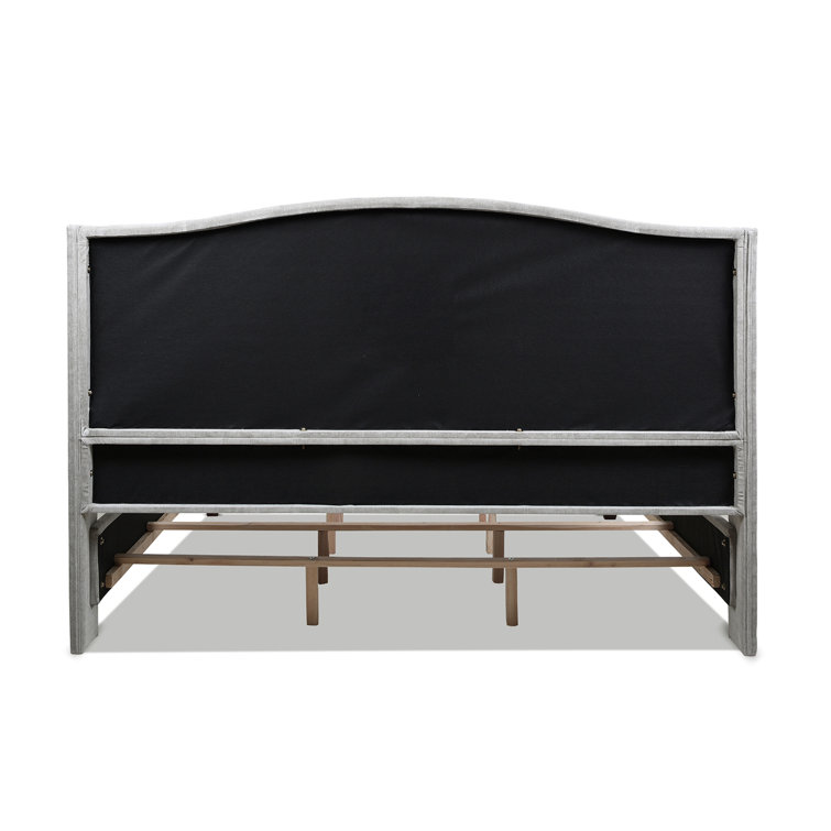 Carmen King Silver Grey Upholstered Pine Bed Frame