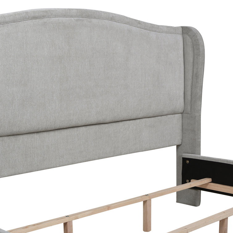 Carmen King Silver Grey Upholstered Pine Bed Frame