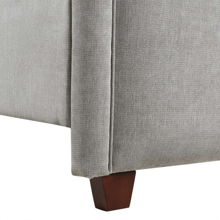 Carmen King Silver Grey Upholstered Pine Bed Frame