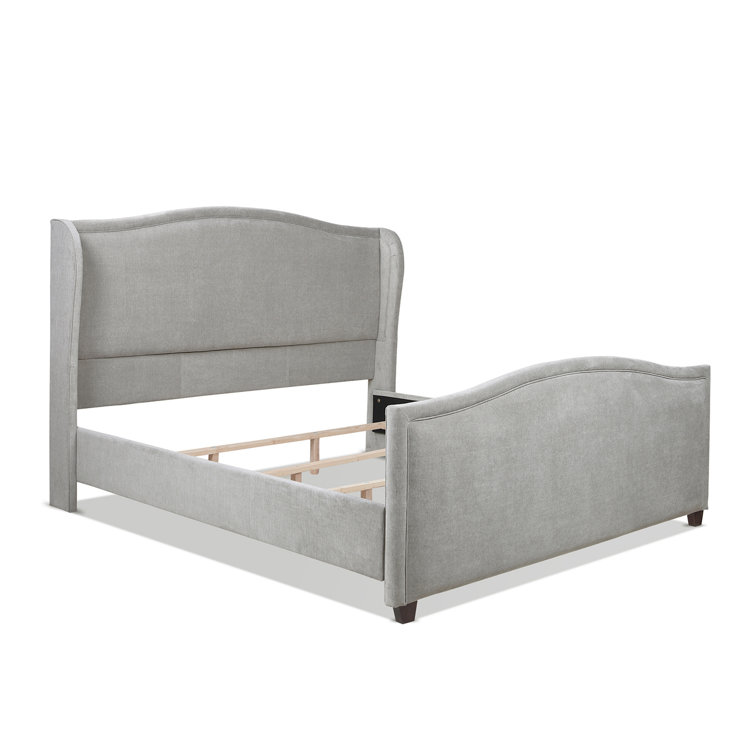 Carmen King Silver Grey Upholstered Pine Bed Frame