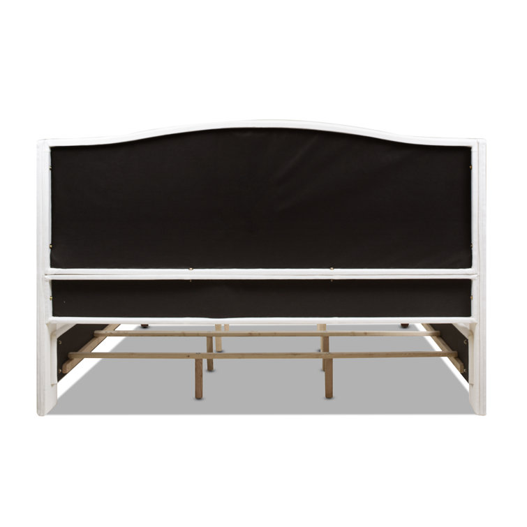 Carmen Antique White Pine King Bed with Upholstered Wingback Headboard