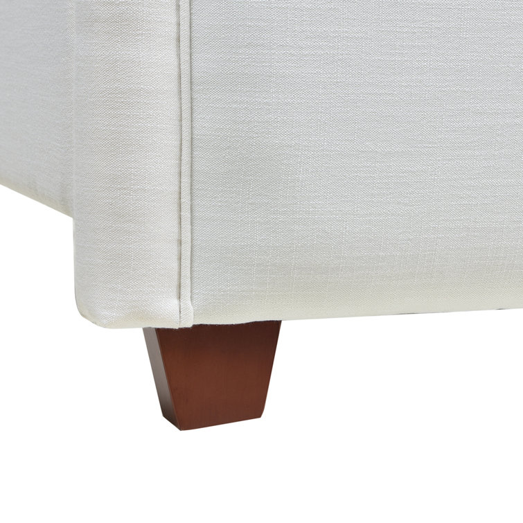 Carmen Antique White Pine King Bed with Upholstered Wingback Headboard