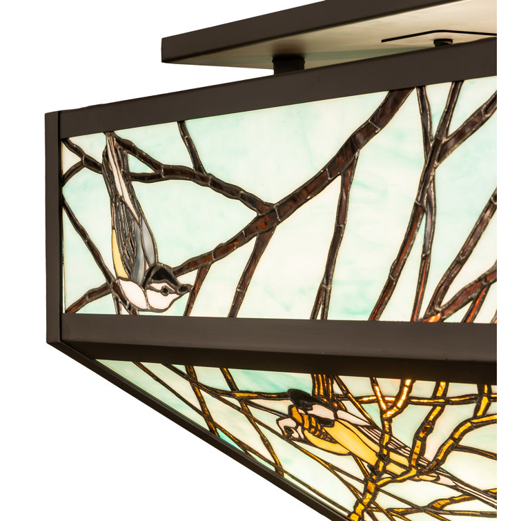Rustic Lodge 20" Bronze Glass Globe Flush Mount with Energy Star