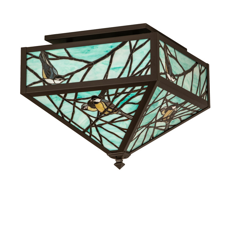 Rustic Lodge 20" Bronze Glass Globe Flush Mount with Energy Star
