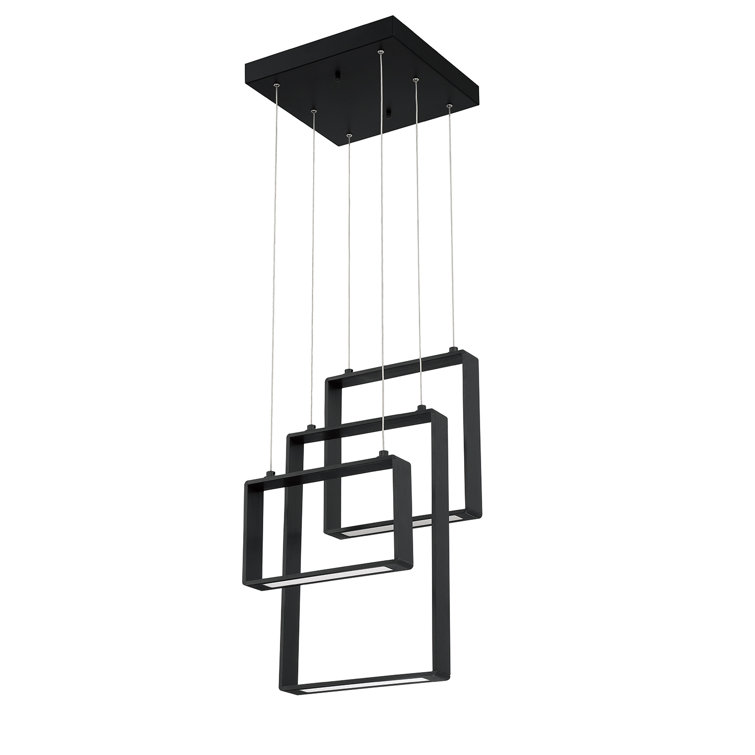 Black Metal LED Multi-Light Statement Pendant