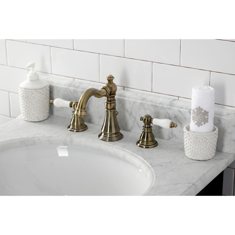 Elegant Antique Brass Widespread Bathroom Faucet with Lever Handles