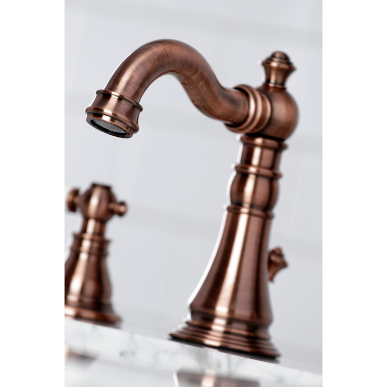 Antique Copper 8" Brass Traditional Widespread Bathroom Faucet