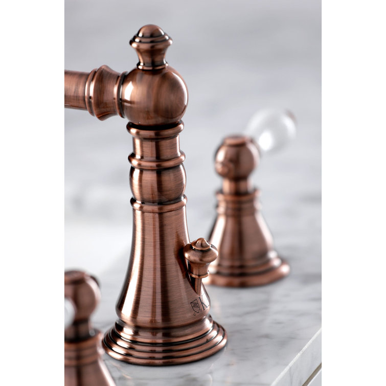 Antique Copper 8" Brass Traditional Widespread Bathroom Faucet