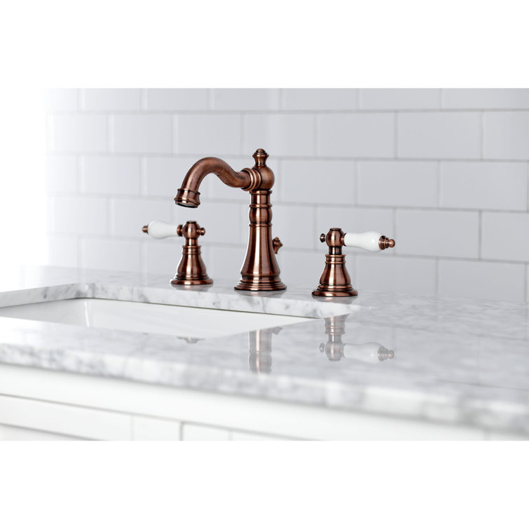 Antique Copper 8" Brass Traditional Widespread Bathroom Faucet