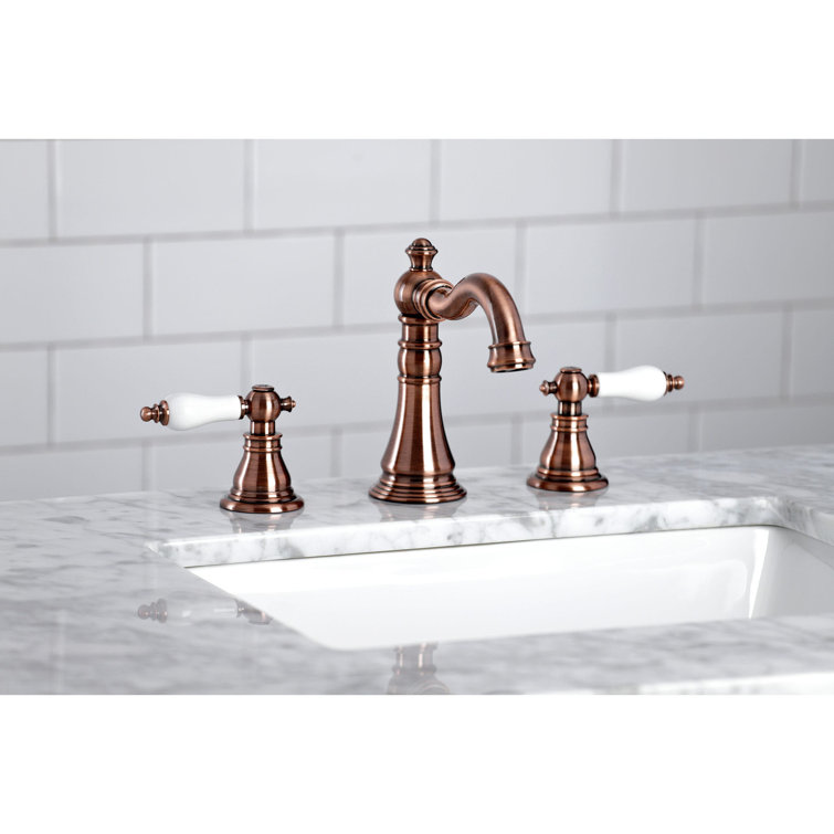 Antique Copper 8" Brass Traditional Widespread Bathroom Faucet