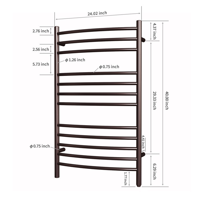 Venetian Bronze Wall-Mounted Electric Towel Warmer with 12 Bars