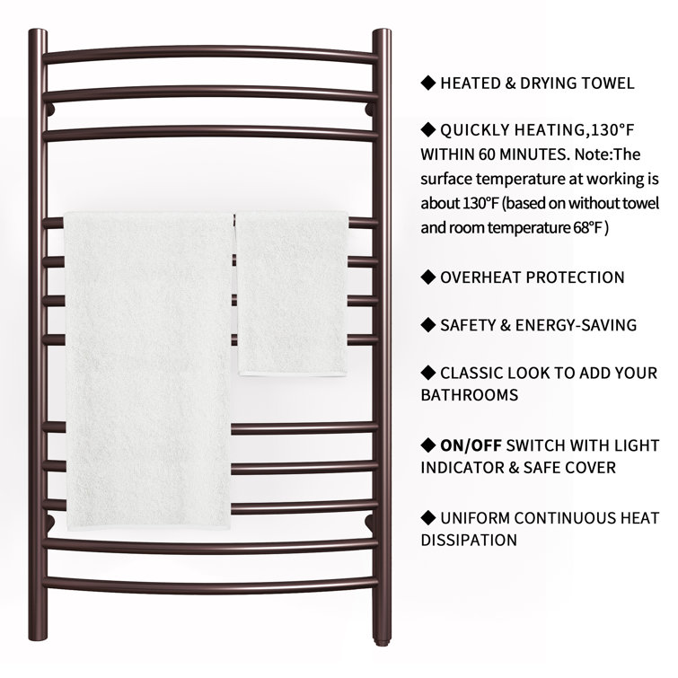 Venetian Bronze Wall-Mounted Electric Towel Warmer with 12 Bars