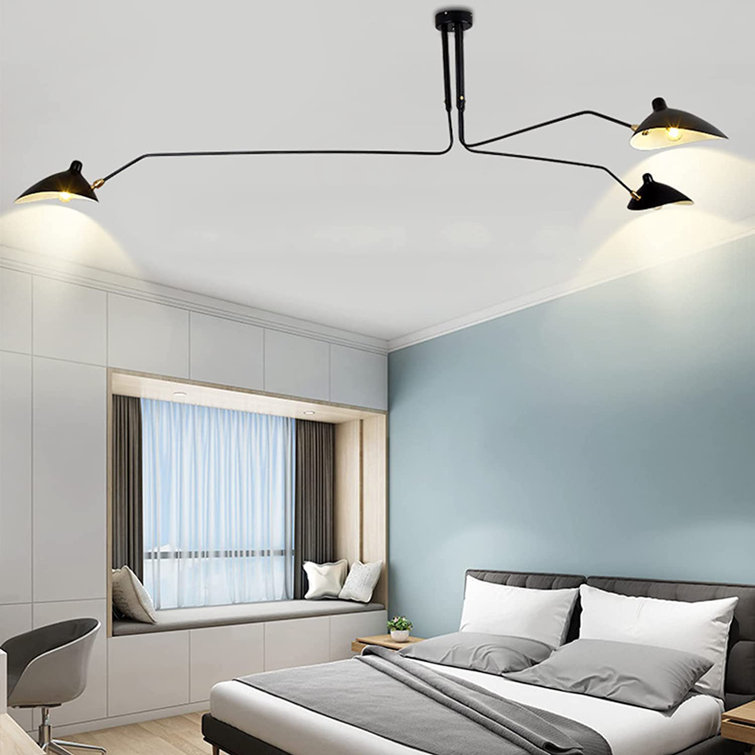 Black Metal 3-Light Adjustable Mid-Century Modern Chandelier