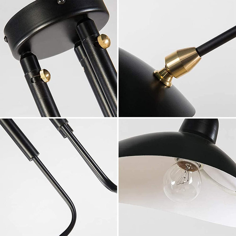 Black Metal 3-Light Adjustable Mid-Century Modern Chandelier