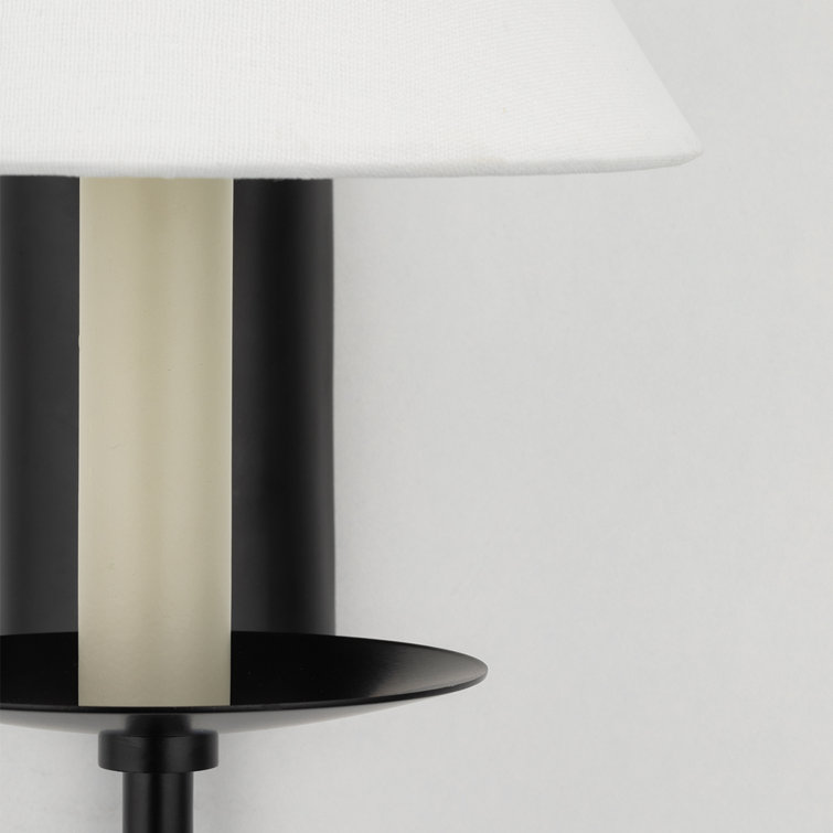 Lenore Soft Black and White Linen 6-Light Chandelier