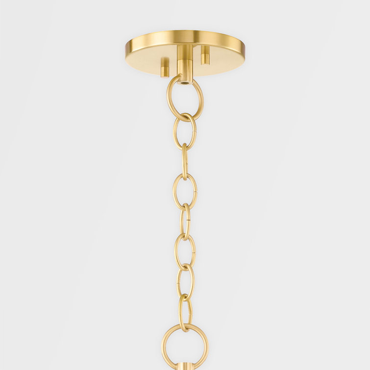 Lenore Aged Brass 6-Light Chandelier with Belgian Linen Shade