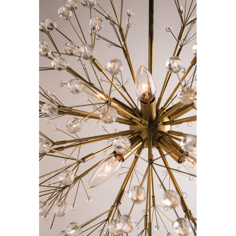 Aged Brass Elegance 16-Light Chandelier with Faceted K9 Crystal