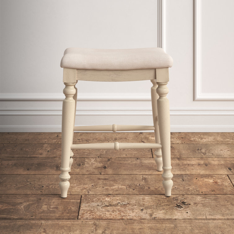 Elegant Marino 25" White Washed Wood Backless Counter Stool